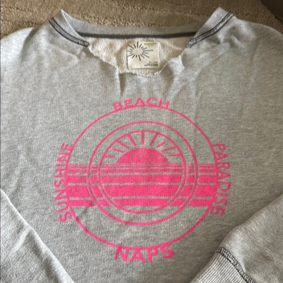 Aerie Gray Sweatshirt with Pink Graphic - Picture 2 of 5